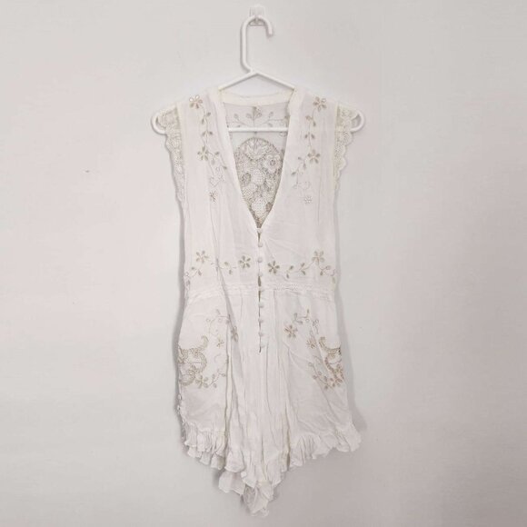 Seen on Alessandra Ambrosio SPELL Isla Bonita Romper Playsuit White XS b109 - Picture 3 of 10